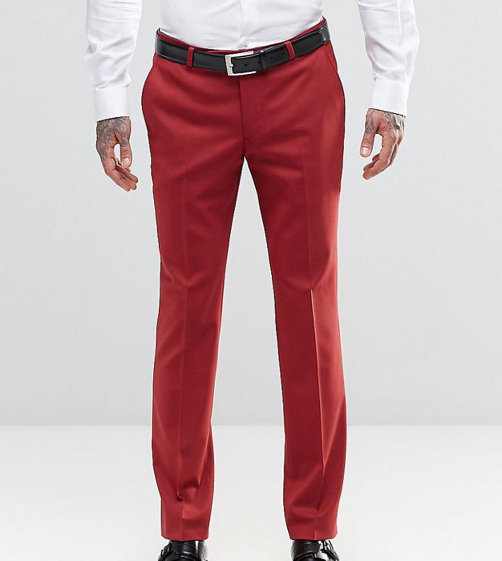 Noose & Monkey Super Skinny Suit Pants With Stretch - Red