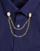 Asos Design Wedding Collar Tips With Faux Pearl In Gold Tone