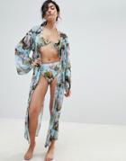 Jaded London Vintage Print Beach Kimono - Multi