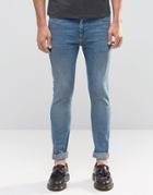 Asos Super Skinny Jeans In Mid Blue Vintage Wash - Mid Blue Vintage