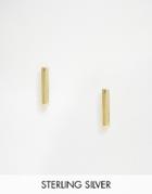 Asos Gold Plated Sterling Silver Solid Bar Earrings - Gold
