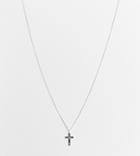 Asos Design Necklace With Cross Pendant With Crystal In Real Silver Plate