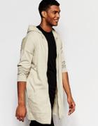 Asos Longline Knitted Parka In Beige - Putty