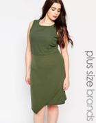 Praslin Plus Dress With Aysemmetric Hem - Khaki