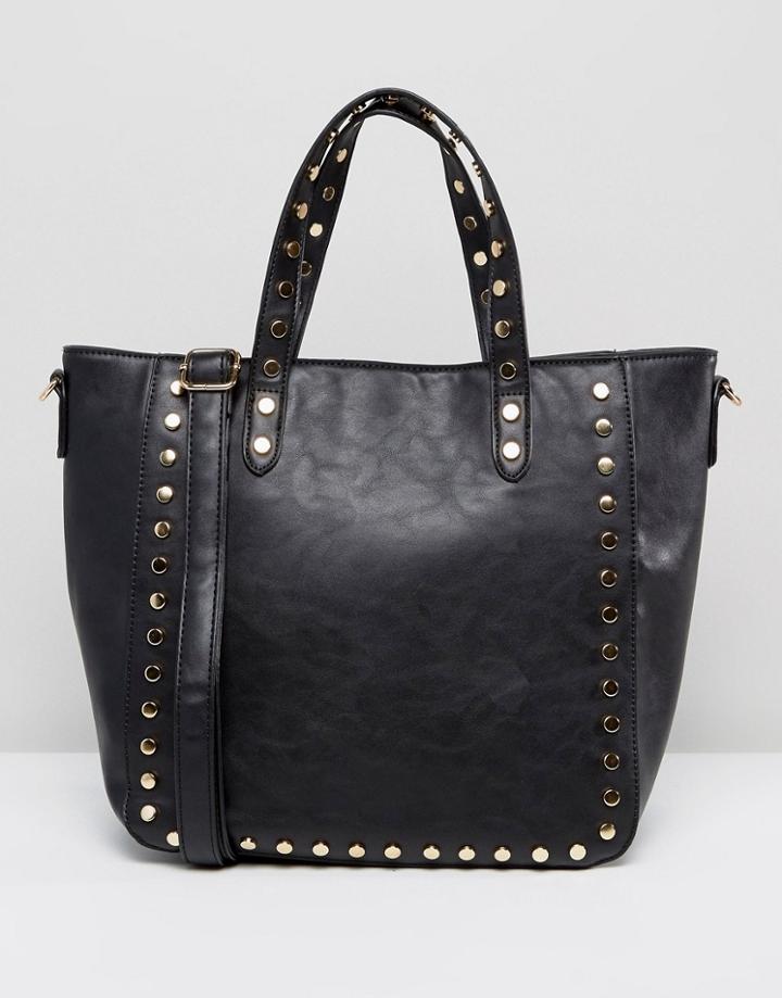Yoki Fashion Studded Tote Bag - Black