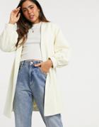 Helene Berman Volume Sleeve Short Wool Blend Coat In Cream-white