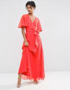 Asos Pleated Maxi Dress - Red