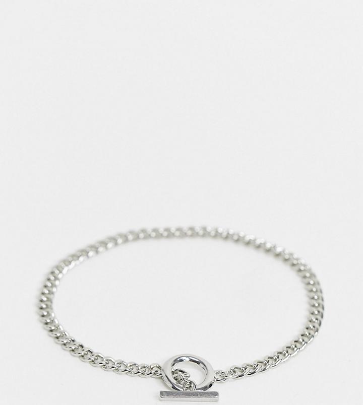Designb London Curve T-bar Chain Anklet In Silver