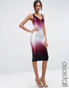 Asos Tall Night Ombre Velvet Midi Bodyon Dress - Multi