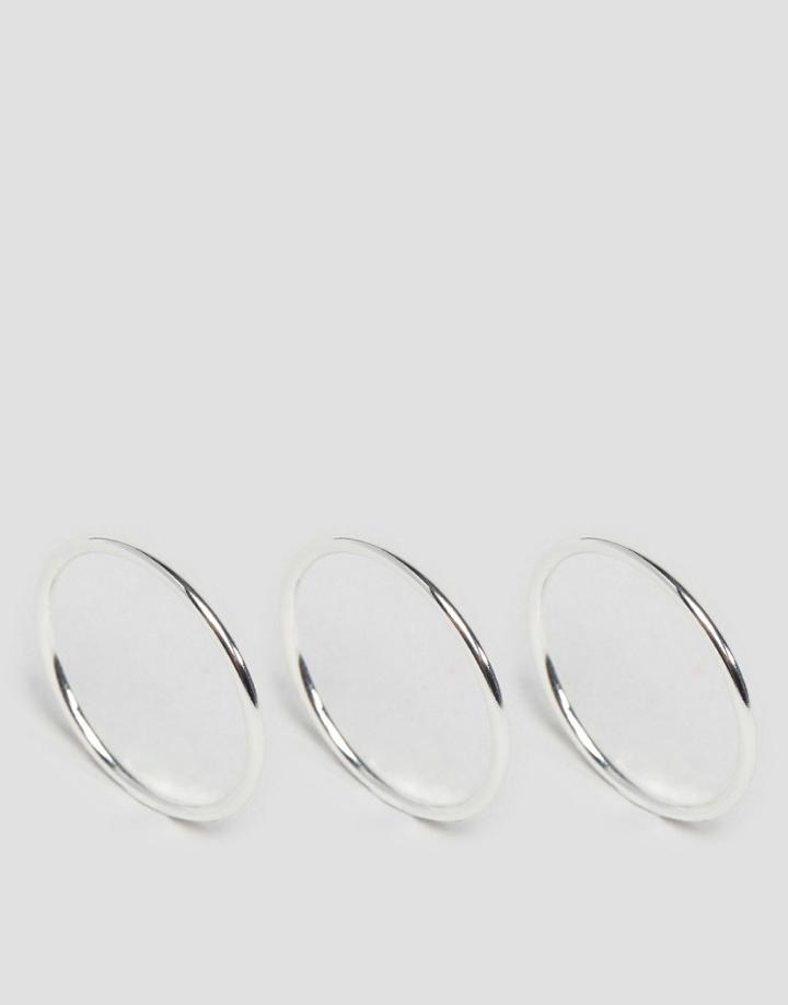 Pilgrim 3 Pack Silver Plated Rings - Silver