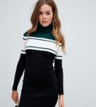 Missguided Color Block High Neck Knitted Mini Dress In Black - Black