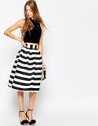 Asos Midi Prom Skirt In Stripe - Multi