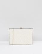Claudia Canova Pearl Embellished Structured Clutch Bag - Silver