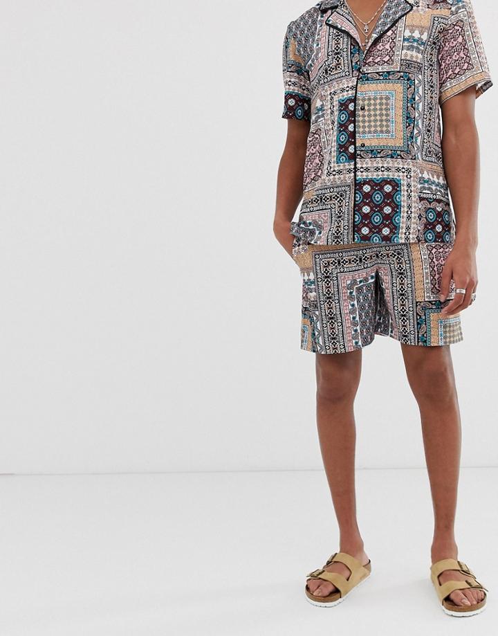 Sacred Hawk Two-piece Shorts In Paisley Print-pink