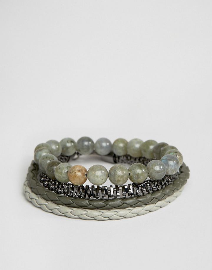 Aldo Khaki Bracelets In 4 Pack - Green