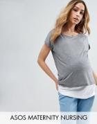 Asos Maternity Nursing T-shirt With Double Layer - Gray
