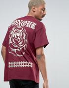 Hnr Ldn Oversized Rose Back Print T-shirt - Red