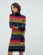 Warehouse Rainbow Sparkle Stripe Sweater Dress - Multi