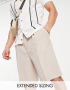 Asos Design Smart Wide Shorts In Stone-neutral