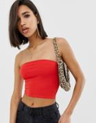 Asos Design Crop Bandeau Top In Red - Red