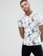 Brave Soul All Over Tropical Print T-shirt - Cream