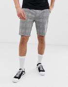 Only & Sons Drawstring Check Shorts In Gray - Black