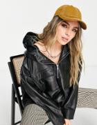 Bolongaro Trevor Hooded Leather Anorak Jacket In Black