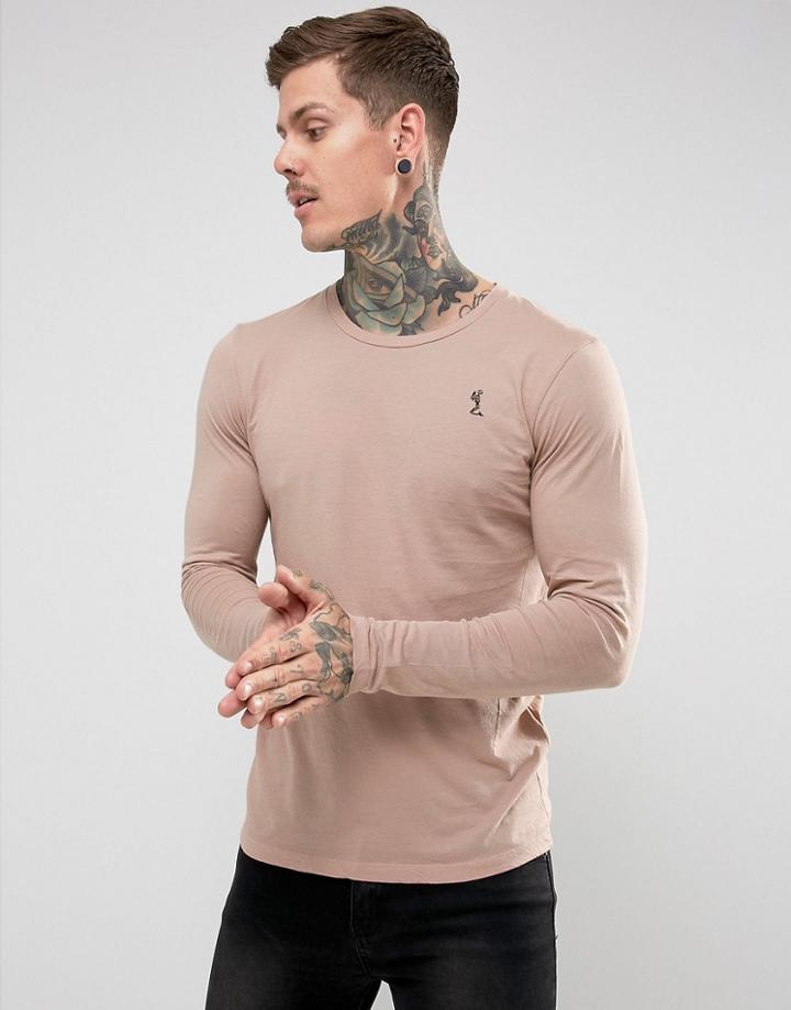 Religion Long Sleeve T-shirt With Chest Branding - Pink