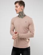 Religion Long Sleeve T-shirt With Chest Branding - Pink