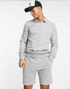 Asos Design Polo Sweatshirt With Zip In Gray Heather
