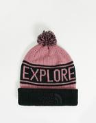 The North Face Retro Pompom Beanie In Pink