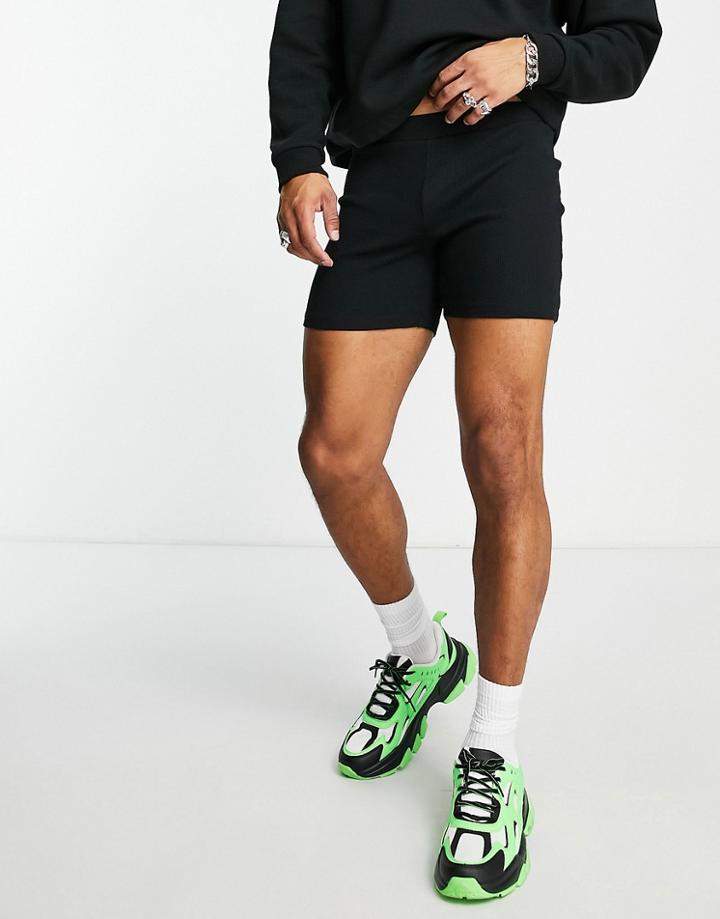 Asos Design Rib Legging Short In Black