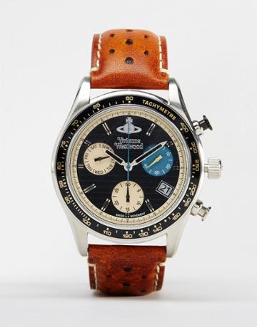 Vivienne Westwood Sotheby Leather Watch Vv142bktn - Tan
