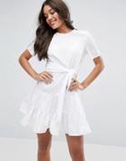 Asos Tiered Cotton Mini Dress - White