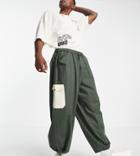 Reclaimed Vintage Inspired Cargo Pants In Khaki With Contrast Pocket-black