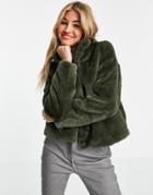 Vero Moda Faux Fur Jacket In Green