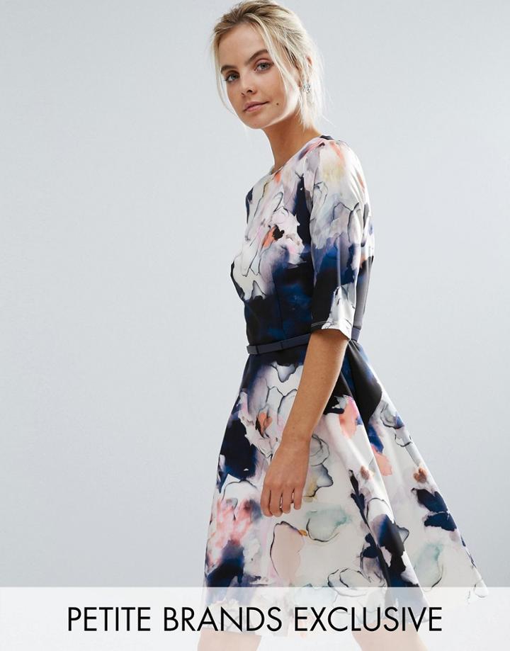 Little Mistress Petite Allover Floral Prom Skater Dress - Multi