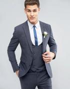 Asos Wedding Super Skinny Suit Jacket In Mini Check In Blue - Blue