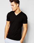 Bread & Boxers V-neck T-shirt In Organic Cotton In Regular Fit - Black