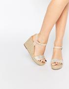 Miss Kg Pauline Espadrille Wedges - Gold Comb Synthetic