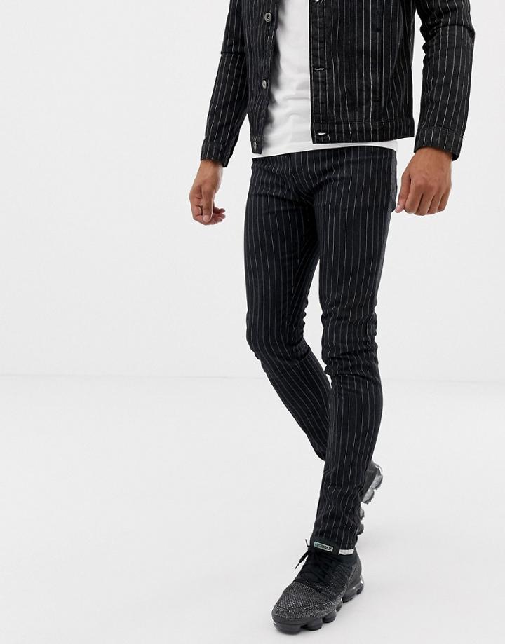 Liquor N Poker Jeans With Pinstripe In Black - Black