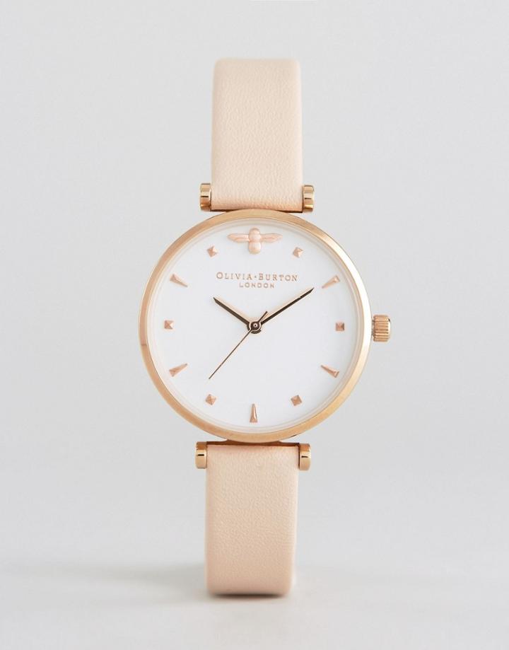 Olivia Burton Nude Leather Watch - Pink