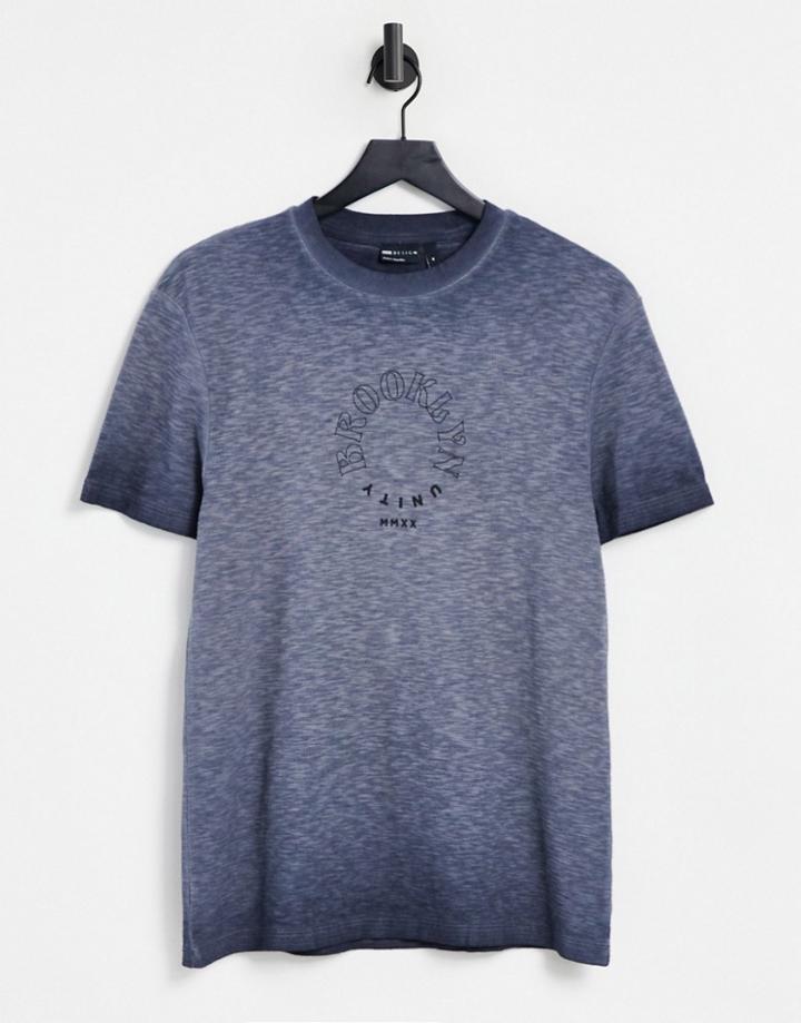 Asos Design T-shirt In Washed Textured Jersey With Text Print-black