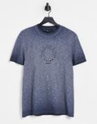 Asos Design T-shirt In Washed Textured Jersey With Text Print-black