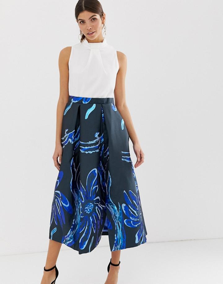 Closet Gold Collar Full Skirt Dress - Navy