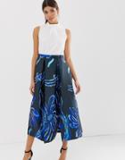 Closet Gold Collar Full Skirt Dress - Navy
