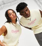 Reclaimed Vintage Inspired Unisex Oversized Tank With Front Logo In Cream Rib-white