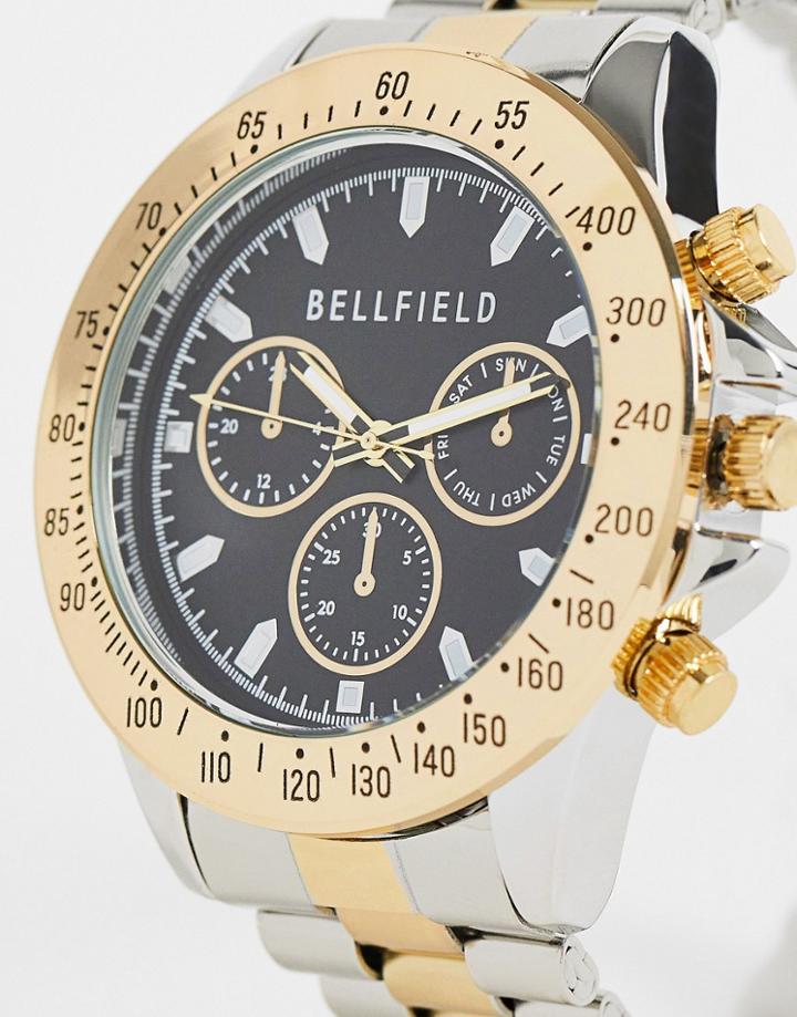 Bellfield Chunky Bracelet Watch In Gold And Silver-multi