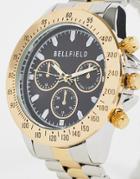 Bellfield Chunky Bracelet Watch In Gold And Silver-multi