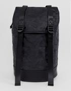 Asos Design Backpack In Black Camo With Double Straps